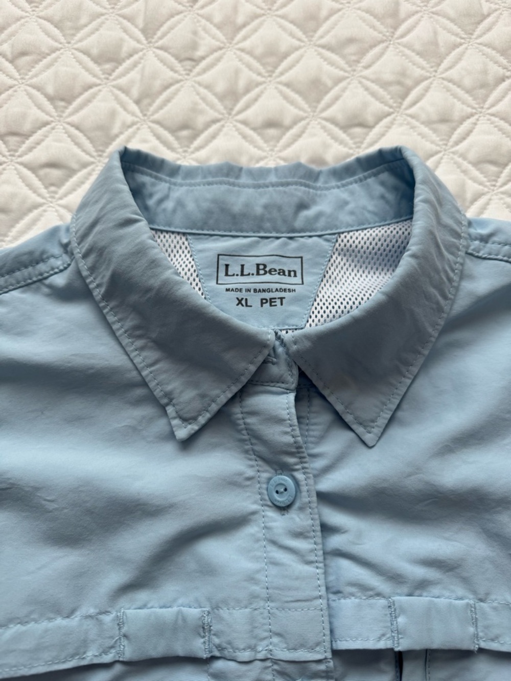 L.L. Bean Light Blue Tropicwear Button-Down Long Sleeve Sun Block Shirt Sz XLP - Picture 7 of 16
